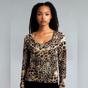 Vertigo Paris Stretchy Knit Animal-Print Top